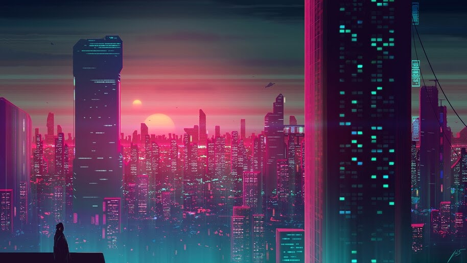 Sunset, City, Sci-Fi, Illustration, Digital Art, 8K, #4.2006