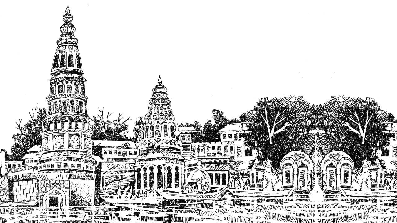 पंढरपूर येथील मंदिराचे रेखाचित्र