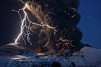 Ash and Lightning above an Icelandic Volcano