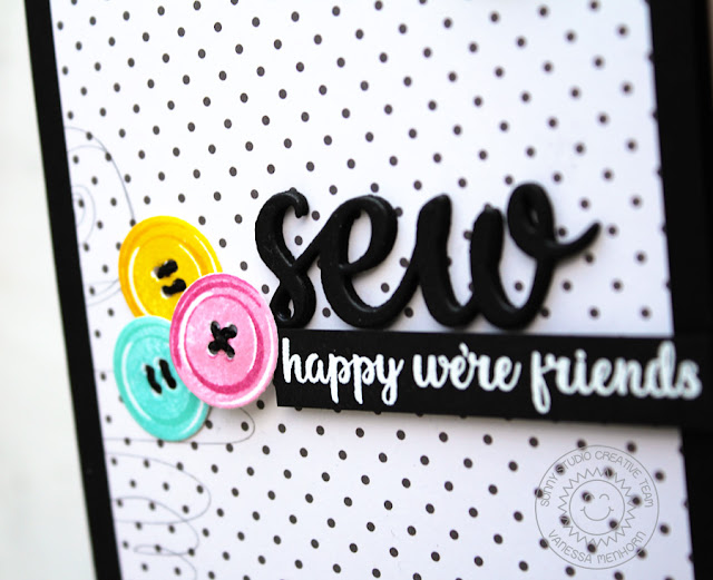 Sunny Studio Stamps: Cute As a Button Threaded Button Friendship Card by Vanessa Menhorn