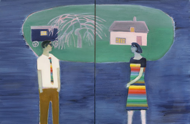 Floating Island, 2016 by Tom Hammick - Oil on canvas diptych Floating Island, 2016 by Tom Hammick - Oil on canvas diptych