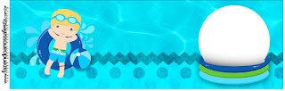 Fiesta en la Piscina para Niño Rubio: Etiquetas para Candy Bar para Imprimir Gratis. Etiquetas de Fiesta en la Piscina para Niño Rubio para imprimir gratis.