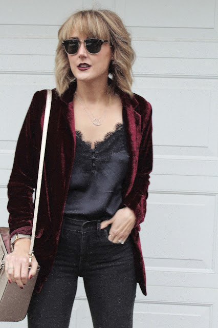 lace and velvet blazer