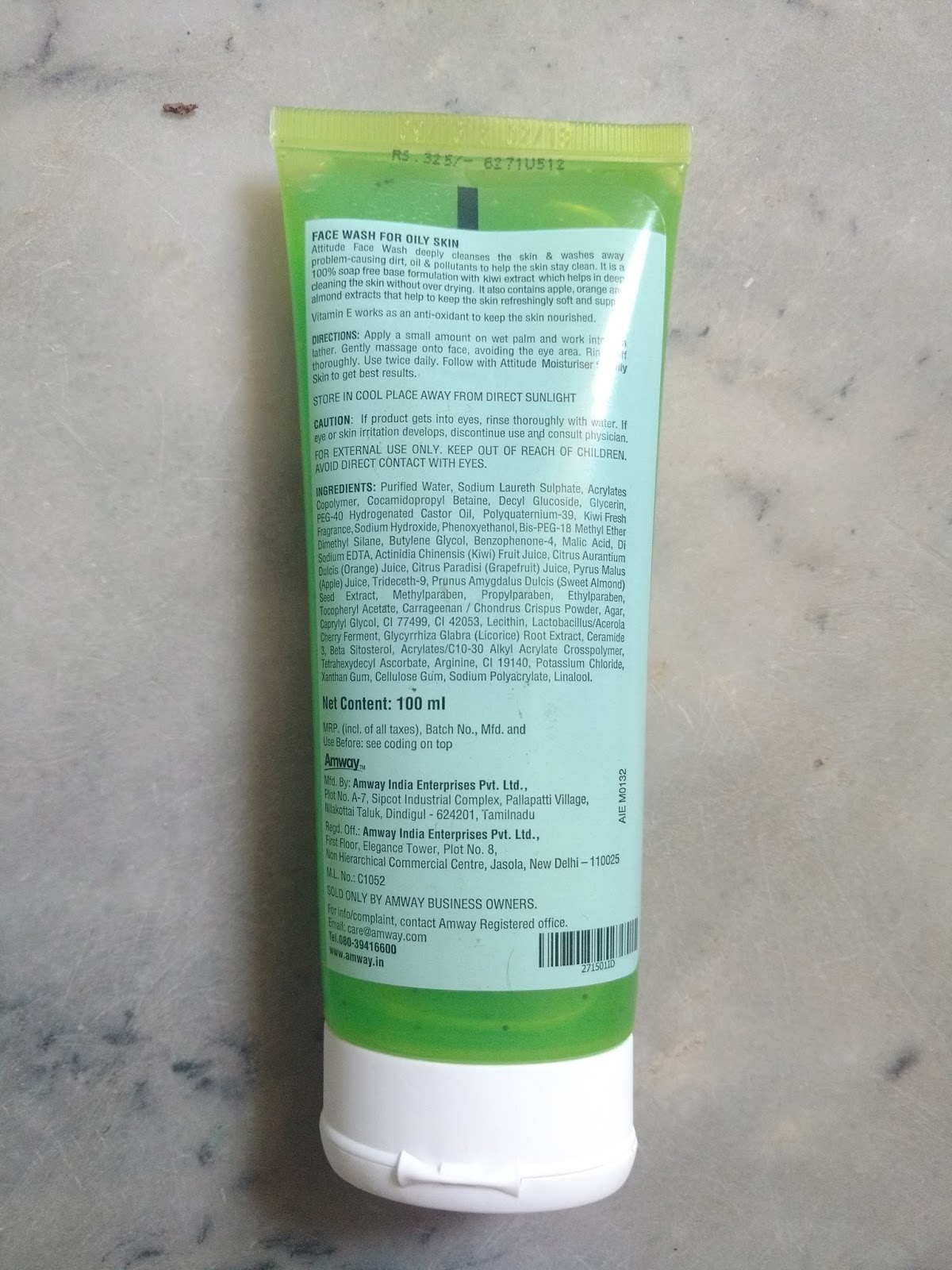 Bornbeautifull Amway Attitude Kiwi Fruit Face Wash Review