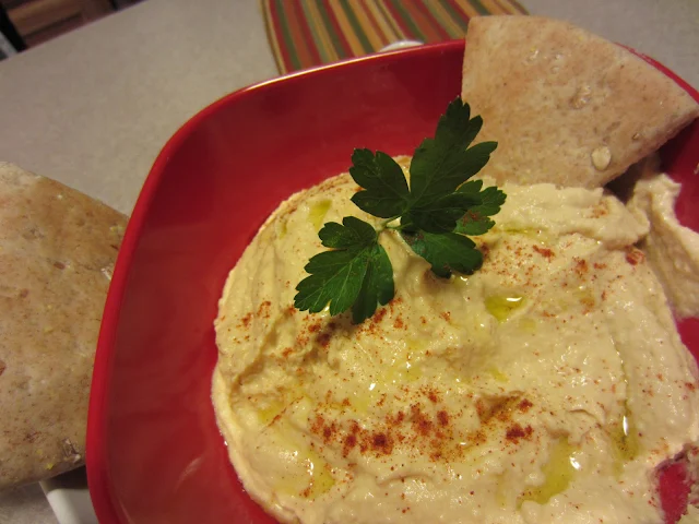 Homemade Hummus:  Simply delicious.  You won't want store bought once you see how easy and yummy it is to make it yourself! 