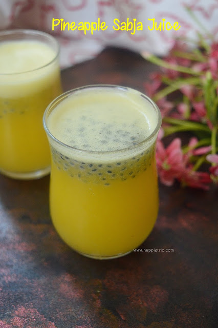 Pineapple Sabja Juice Recipe  | Basil Seed Pineapple Juice 