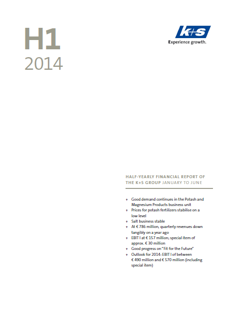 K+S, Q2, 2014, report, front page