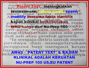 Patent Text increasing testosterone,sperm count sperm motility Nu-Prep 100 longjack JENAMA MALAYSIA