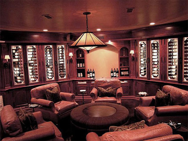 Formal basement interior with furniture Formal basement interior with furniture