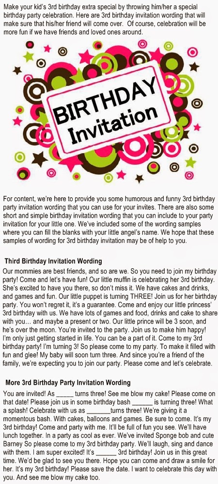3rd birthday invitations