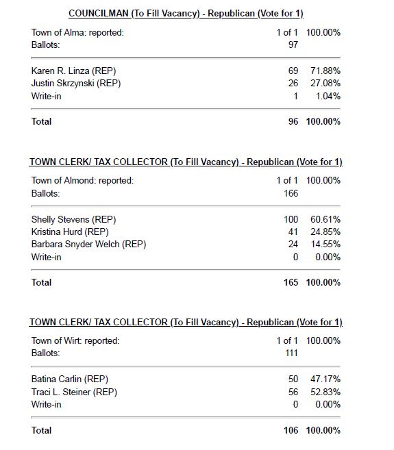 Wellsville Regional News (dot) com Allegany County primary election