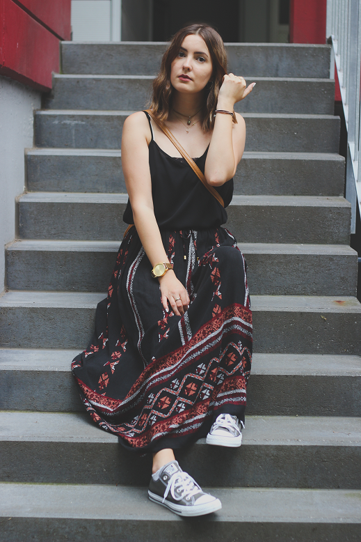 outfit long hippie boho skirt