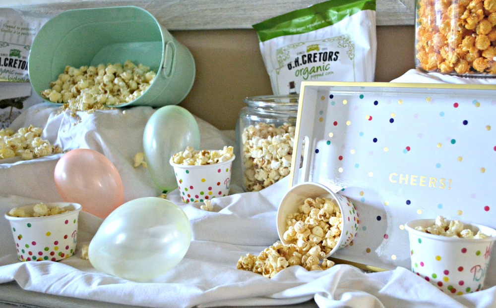 how to create a crowd pleasing party by making a popcorn bar using GH Cretors Organic popcorn