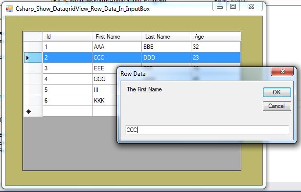 C How To Get Selected Datagridview Row Values Into Inpuboxes In C