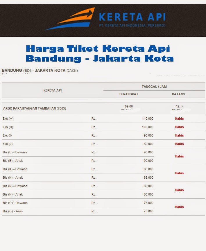 Info Harga Tiket Kereta Jogja Bandung