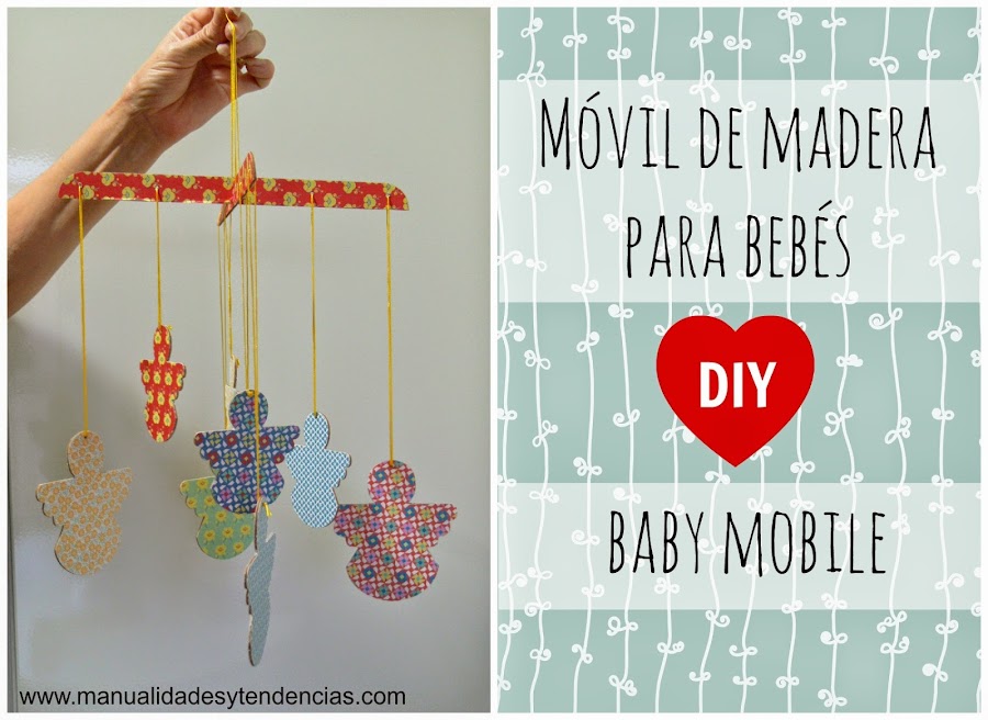 móvil para cuna de bebé de madera