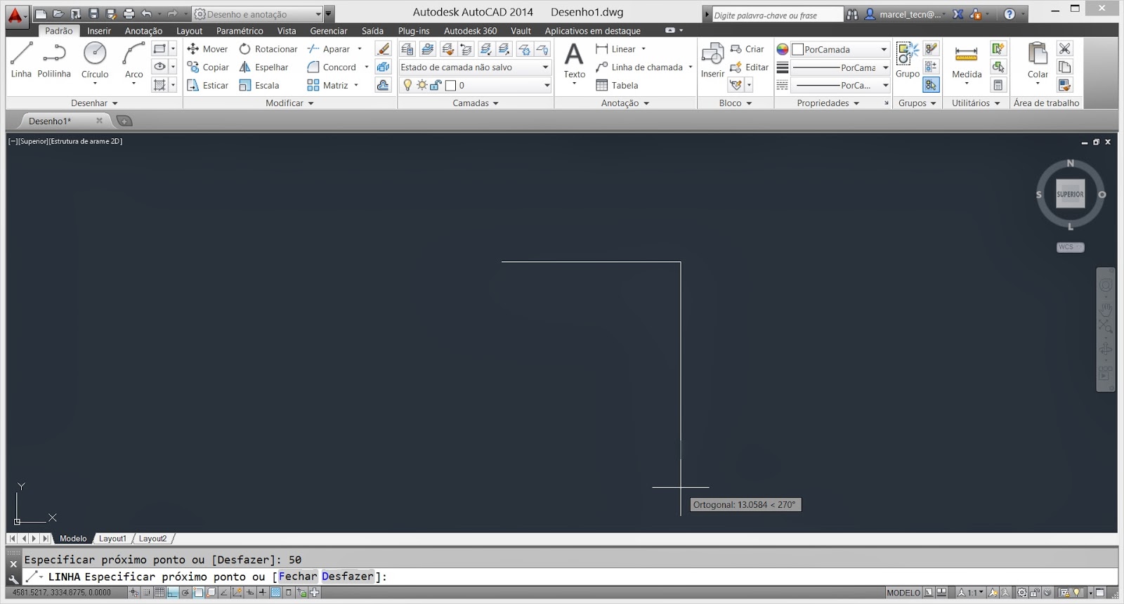 Transição Rascunho\Projeto: Interface do AutoCAD e os Primeiros Traços