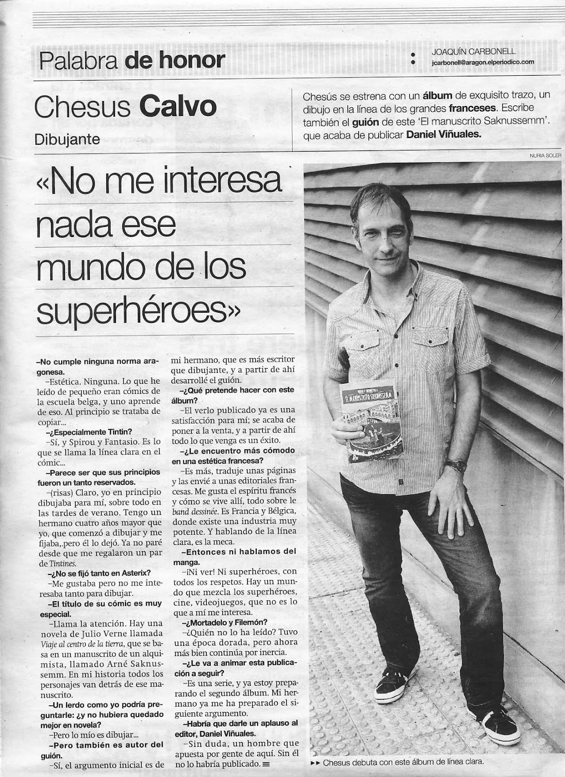 Entrevista a Chesus Calvo en El Periódico de Aragón Entrevista a Chesus Calvo en El Periódico de Aragón
