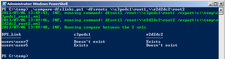 Think Big - with Powershell: Compare two roots - DFS