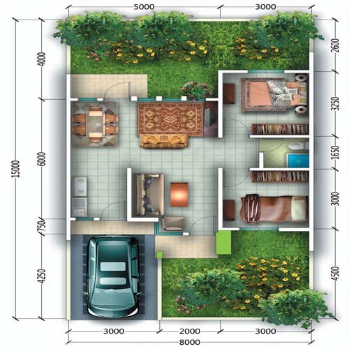 Denah Rumah Type 60 Minimalis Denah Rumah Type 60 Minimalis