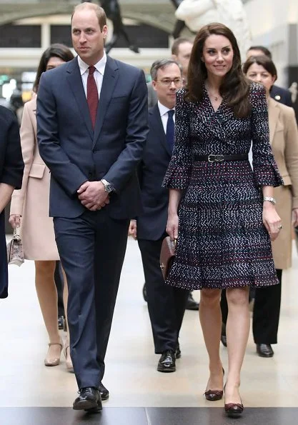 Kate Middleton wore Chanel coat dress from RTW Spring/Summer 2017 Pre-Collection and Tod's Fringed Leather Pumps. The Duchess carrying a Chanel bag