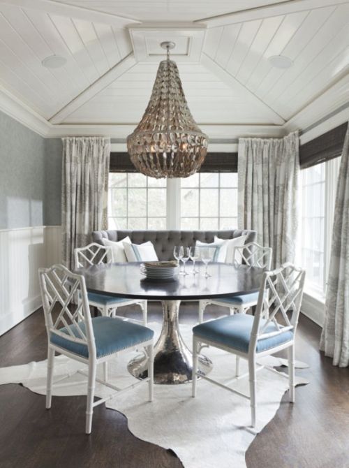 Grey And Blue Dining Room Transitional Dining Room