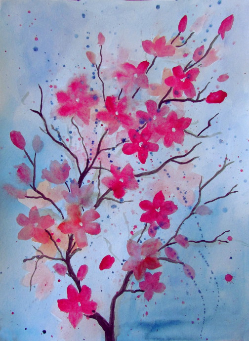 HappyFamilyArt: Cherry Blossom Watercolor Painting Instructions.