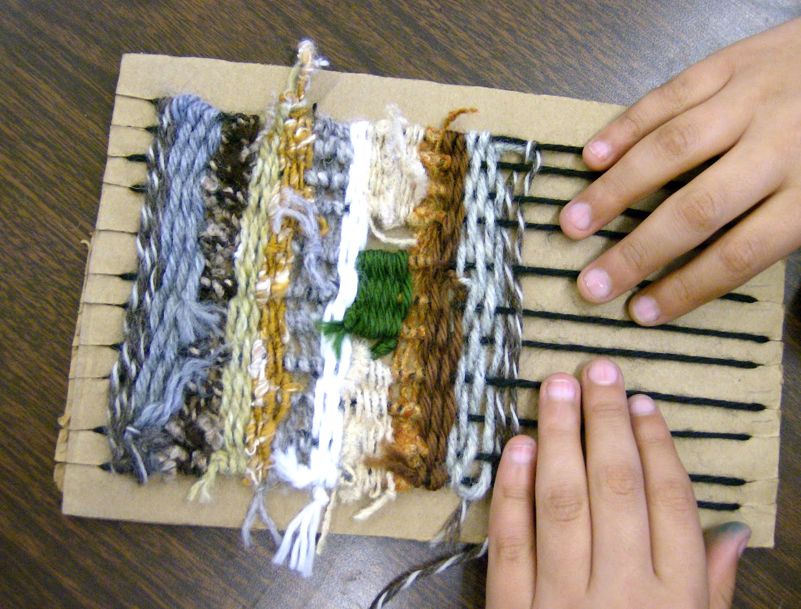Zilker Elementary Art Class 3rd Grade Fiber Weavings