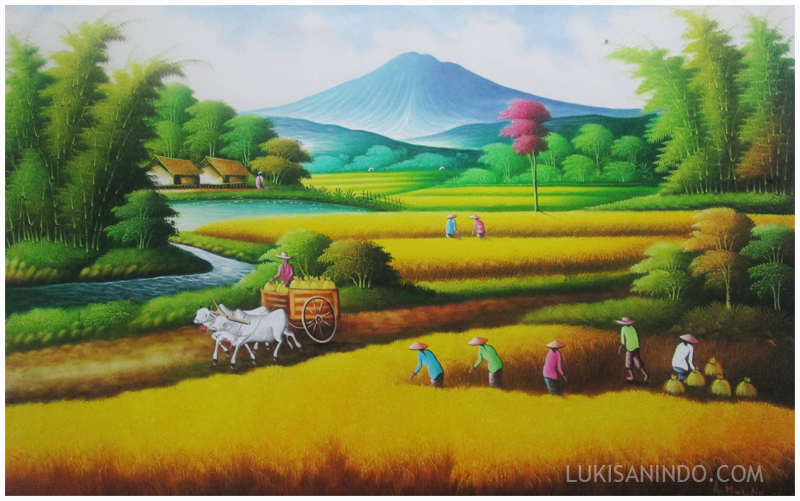 JUAL LUKISAN PANEN RAYA LUKISAN ORANG MEMANEN PADI JUAL LUKISAN PANEN RAYA LUKISAN ORANG MEMANEN PADI