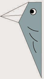 Bước 6: Vẽ mắt, lông để hoàn thành cách xếp con Vẹt bằng giấy origami đơn giản - A Woodpecker.