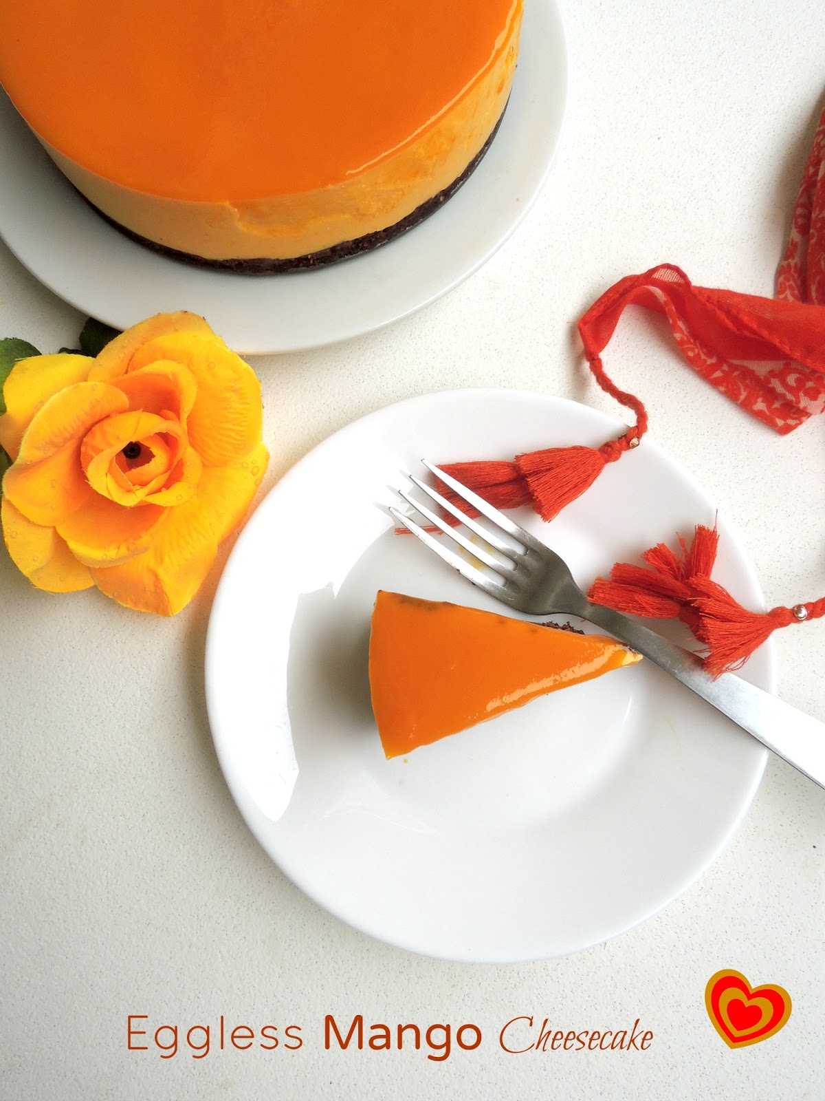 Priya's Versatile Recipes Eggless Mango Cheesecake with Agar Agar