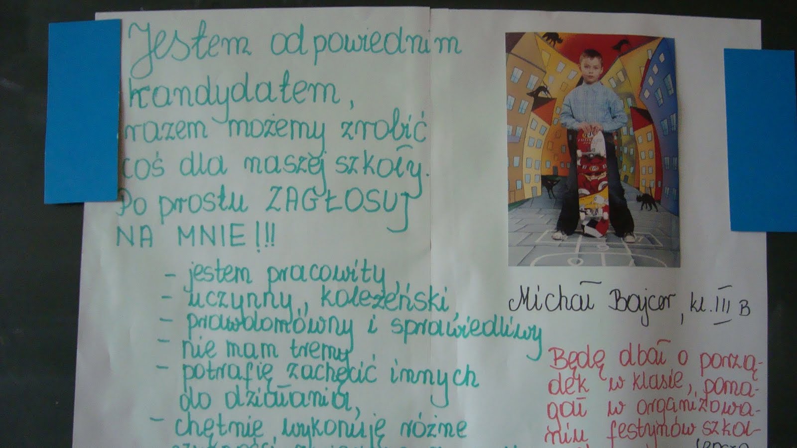 Plakat Wyborczy Na Przewodniczącego Klasy Kolorowa klasa 2 A: września 2011