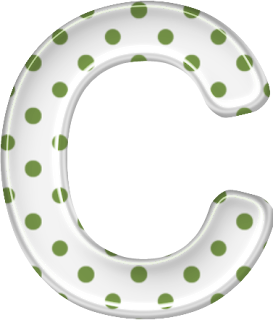 Alfabeto Blanco con Lunares Verdes.