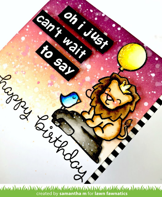 Lion King Inspired Card by Samantha Mann, Lawn Fawn, Lawn Fawnatics, Distress Ink, Birthday, handmade card, #lawnfawn, #lionking, #birthday