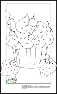 cupcake and strawberry coloring pages
