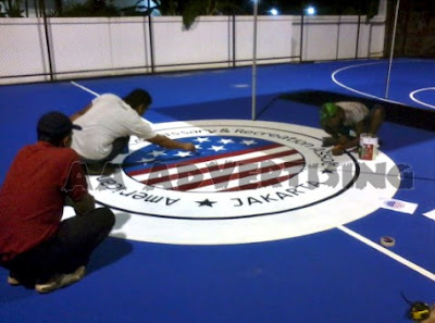 Pengecatan dan branding lapangan American Club Jakarta (AECRA)