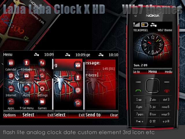 Laba laba clock X HD Theme X2-00 I Free | Store.wb7themes.com