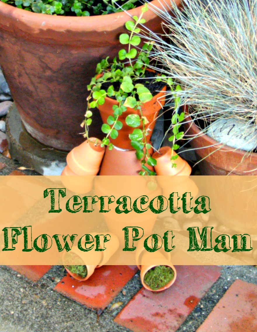 Terracotta Flower Pot Man Weekend Yard Work Series Little Vintage
