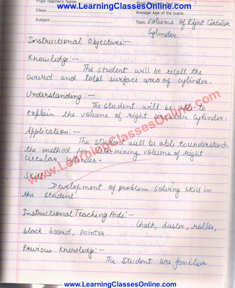 Lesson Plan for Maths Class 9 PDF
