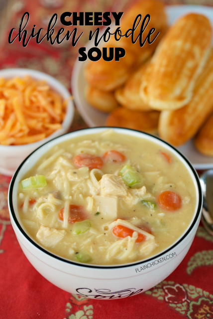 Cheesy Chicken Noodle Soup | Plain Chicken®