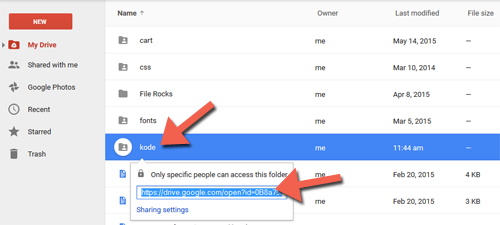 Mengambil URL folder di Google Drive