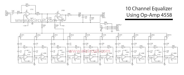 10 Channel Equalizer using 4558 IC