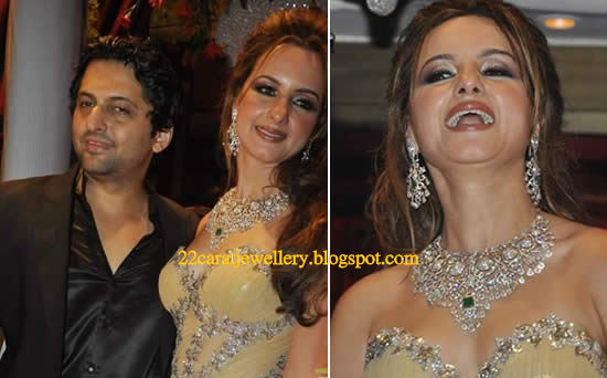 Laila Khan (actor Fardeen Khan’s sister) Diamond Necklace Set