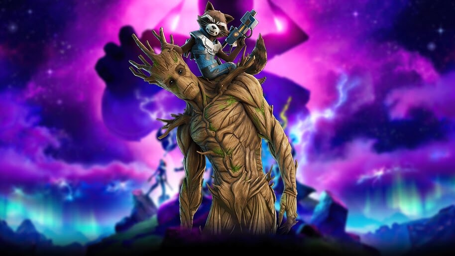 Fortnite, Groot, Rocket Raccoon, Marvel, 4K, #7.2563