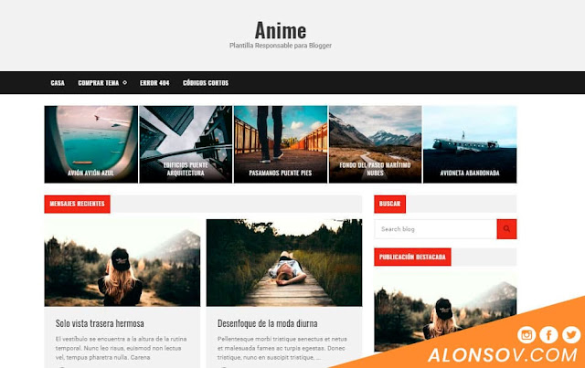 Plantillas Blogger responsive de Anime Plantillas Blogger responsive de Anime
