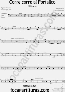 Partitura de para Trombón, Tuba Elicón y Bombardino Canción de Navidad Christmas Song Sheet Music for Trombone, Tube, Euphonium Music Scores