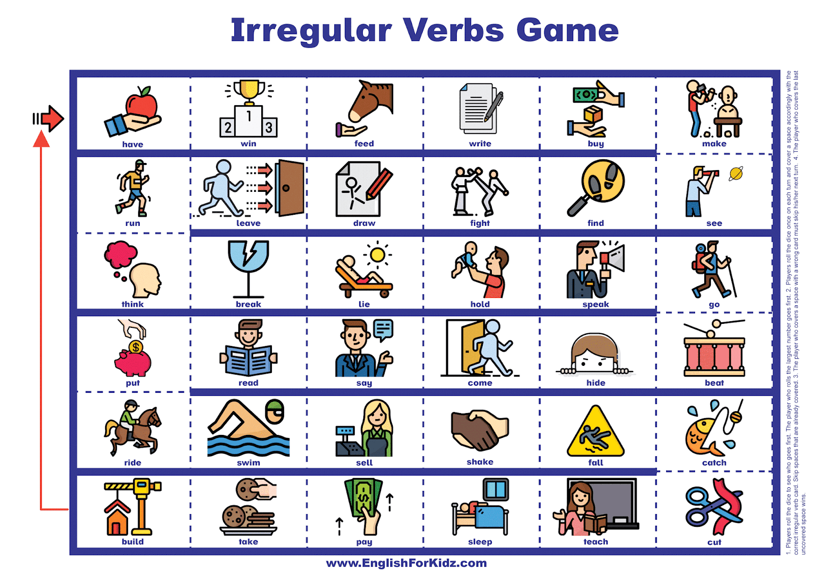 Past Tense Regular & Irregular Verbs List Printable Resource