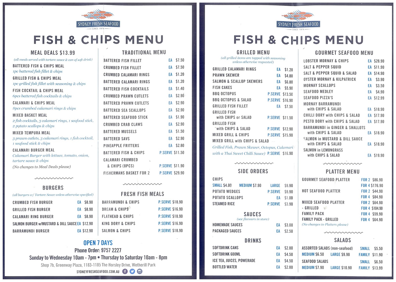 My Local Menu Sydney Fresh Seafood