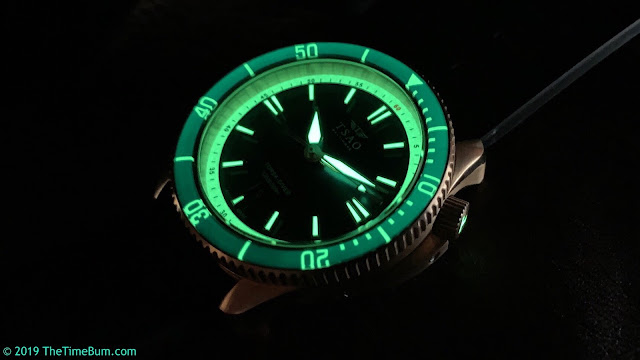 Tsao Baltimore Torsk-Diver bronze, blue dial, sapphire bezel lume
