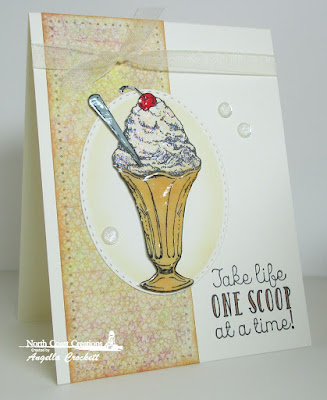 North Coast Creations Stamp set: Ice Cream,  Our Daily Bread Designs Blooming Garden Paper Collection, Our Daily Bread Designs Custom Dies: Stitched Ovals (Sneak Peek August 2015 Release)